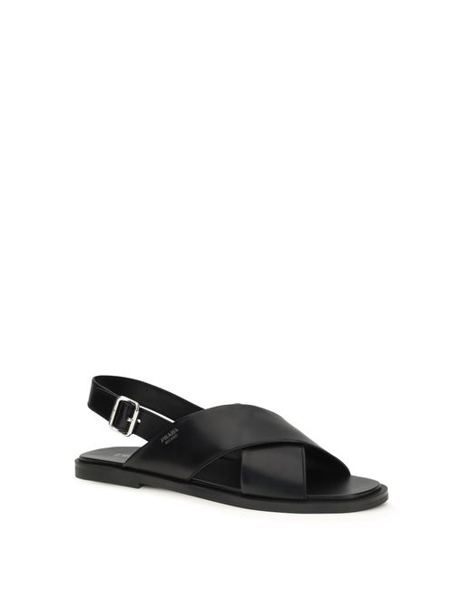 Prada White Saffiano Criss-Cross Sandals for men