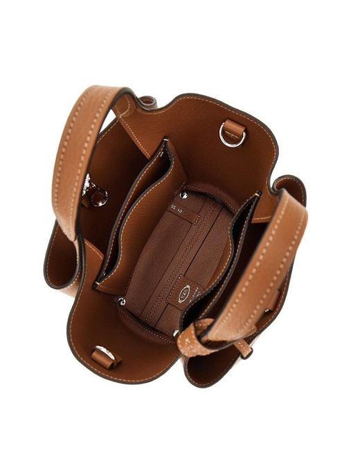 Tod's Brown Grained Leather Mini Shopping Bag