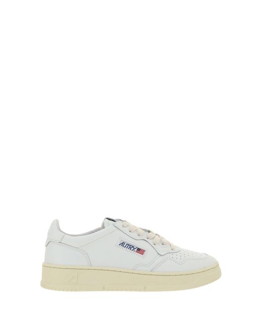 Autry White 'Medalist' Low Top Sneakers With Logo Detail for men