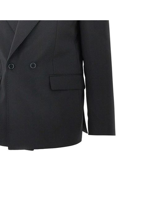 MARSĒM Black Stretch Wool-Blend Double-Breasted Jacket for men