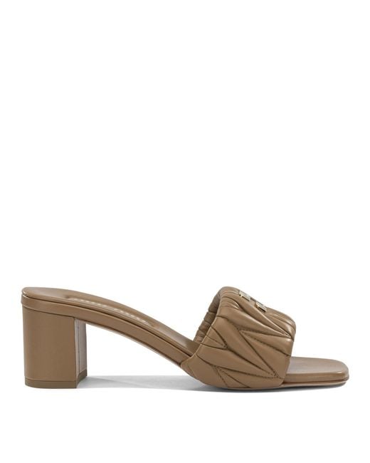 Miu Miu Brown Matelassé Leather Heeled Sandals