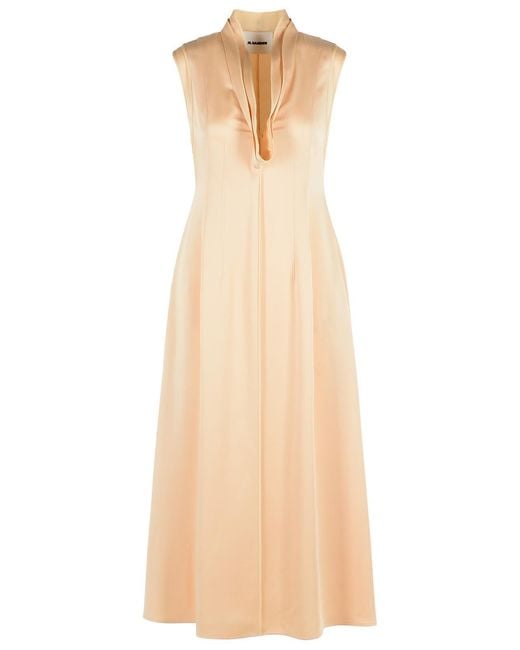 Jil Sander Natural Acetate And Peach Viscose Dress