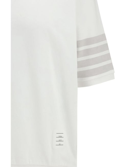 Thom Browne White 4-Bar Cotton Jersey T-Shirt for men