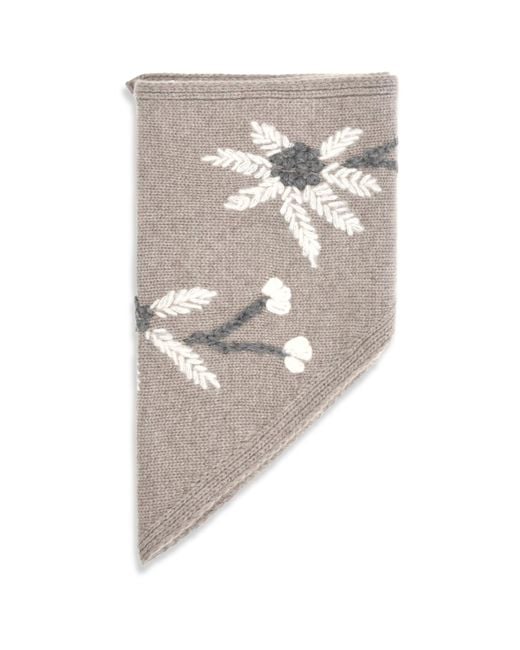 P.A.R.O.S.H. White Wallaby Floral Knit Scarf Tortora