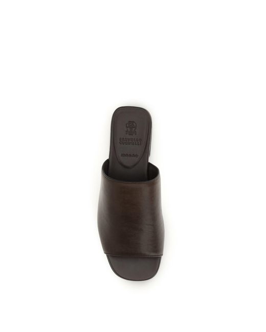 Brunello Cucinelli Black Riding Calfskin Sandals With Monili