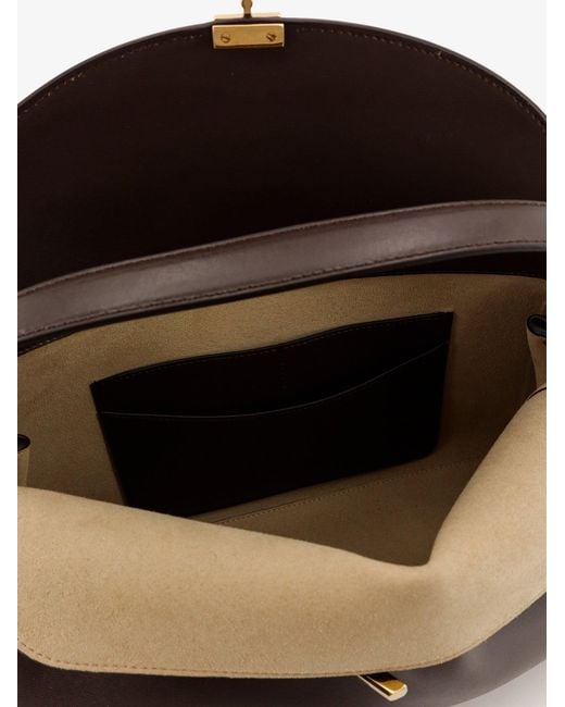 Totême  Brown T-Lock Leather Shoulder Bag