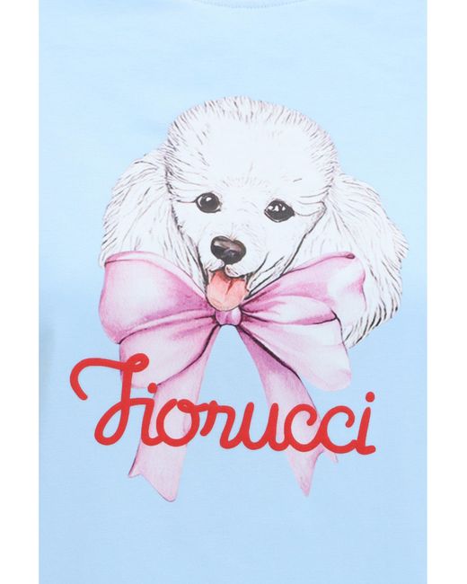 Fiorucci Blue Regular Poodle-Logo T-Shirt Light