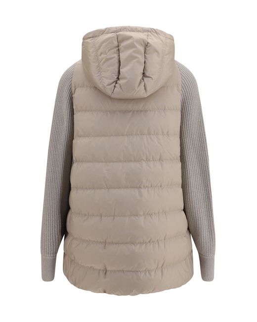 Brunello Cucinelli Natural Long Monili Chain Puffer Jacket