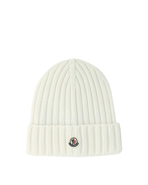 Moncler White Wool Beanie