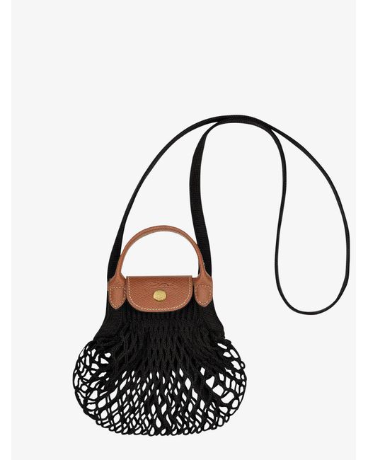 Longchamp Black Le Pliage Filet Cotton Crossbody Bag