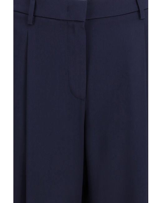 Giorgio Armani Blue Pleated Silk Pants