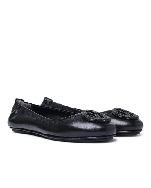 Tory Burch Black 'Minnie Travel' Leather Ballet Flats