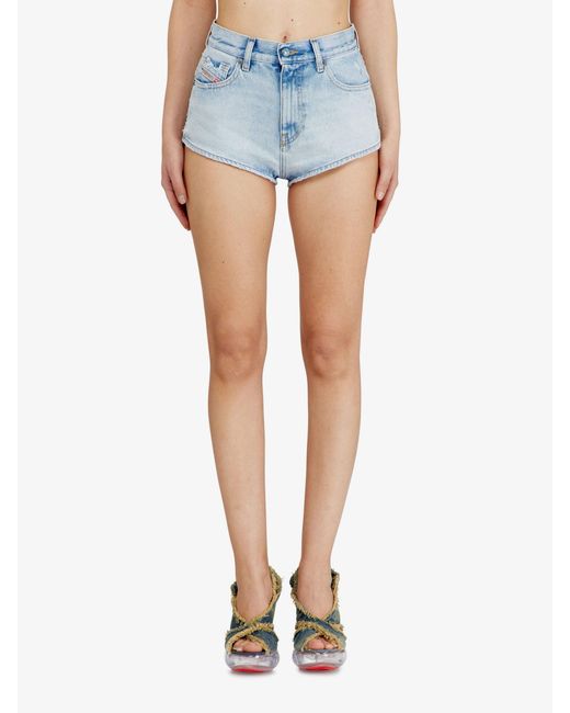 DIESEL Blue Denim Shorts With Destroyed Effect