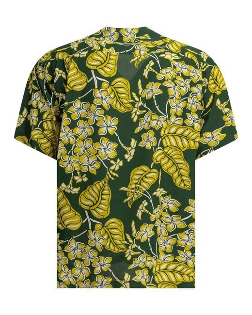 Sun Surf Green Plumeria Blossoms Casual Shirt for men