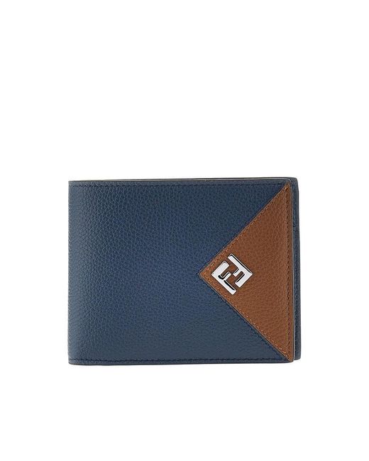 Fendi Blue Grained Leather Lui' Wallet for men
