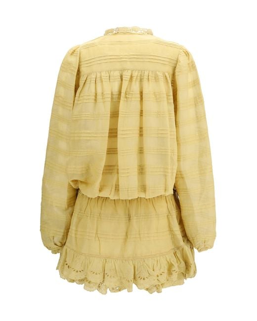 Isabel Marant Yellow Marant Etoile Preya Short Cotton Dress