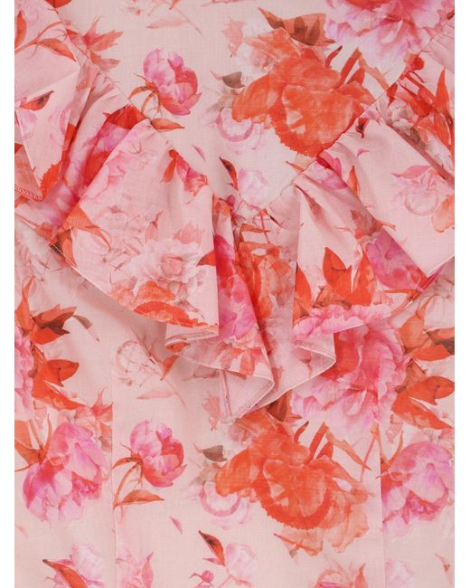 ACTUALEE Red Printed Cotton Shirt
