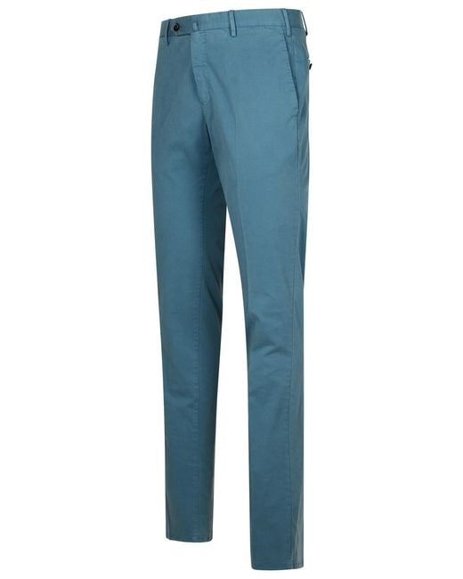 PT01 Blue Light Cotton Blend Trousers for men