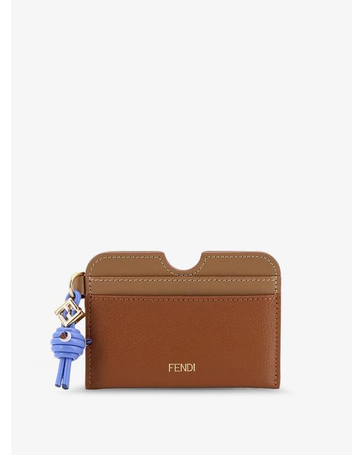 Fendi Brown Ff Diamonds Leather Card Holder