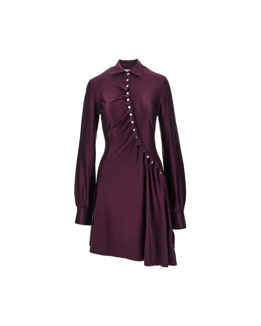 Rabanne Purple Draped Jersey Mini Dress