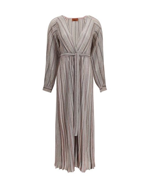Missoni Gray Long Sequin Cardigan Dress