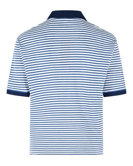 Marni Blue Two-Tone Linen Blend Polo Shirt for men
