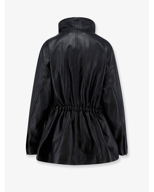 Rohe Black Leather Jacket With Adjustable Drawstring Waist