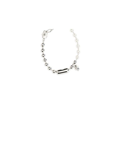 McQueen White Pearl Skull Bracelet for men