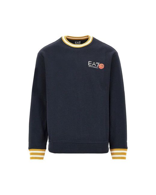 EA7 Blue Cotton T-Shirt for men