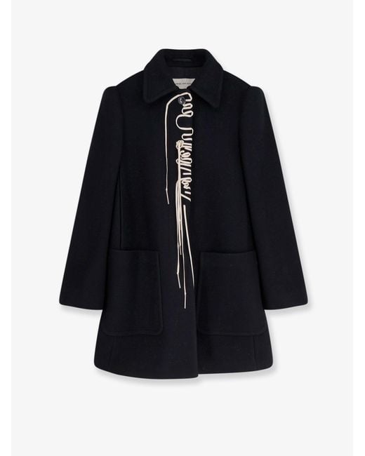 Dries Van Noten Blue Rebela Wool Blend Coat