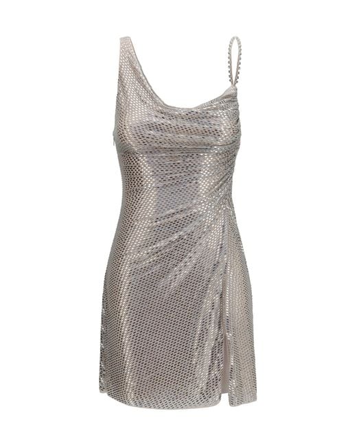 Women's Grey Sequins Draped Dress