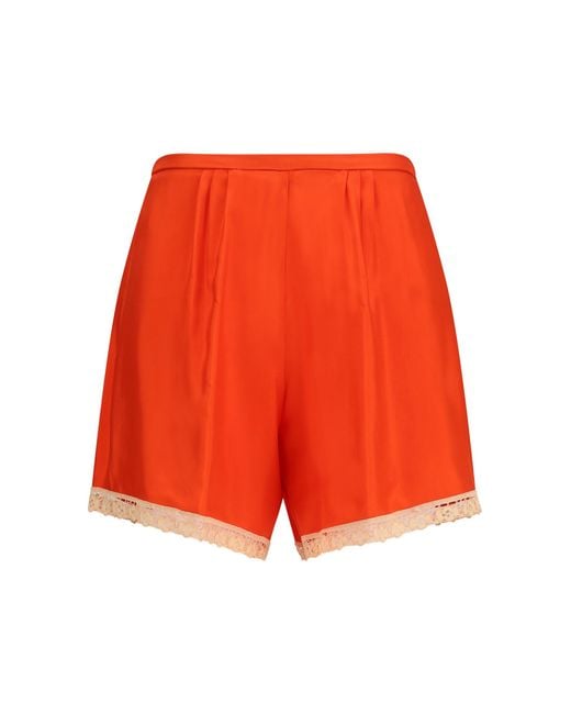Women's Red Forte_Forte Viscose Twill Shorts With Lace