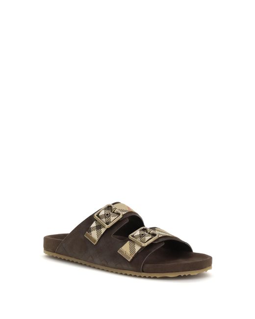 Burberry Brown Check Suede Urchin Sandals for men
