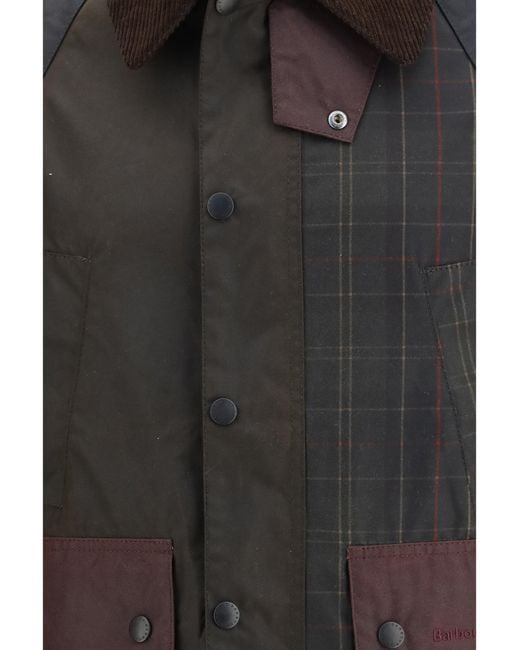 Barbour Black Waxed Jacket Tartan Multi for men