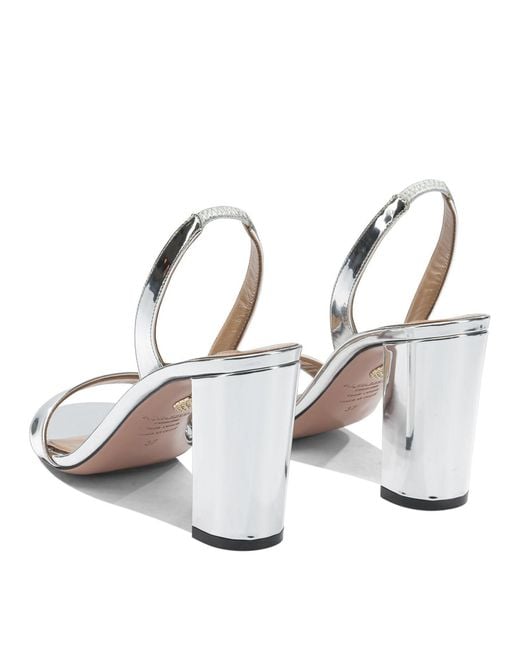 Aquazzura White "So Nude Block 85Mm" Heeled Sandals