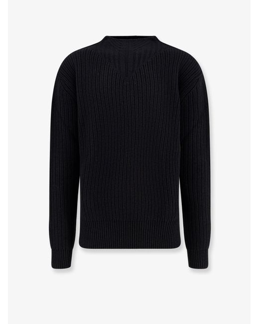 Rick Owens Blue Fisherman Round Neck Virgin Wool Sweater for men