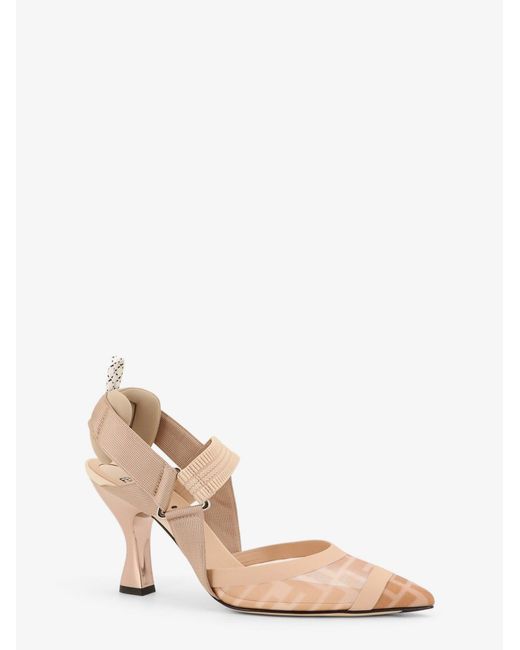 Fendi Natural Colibrã£Â¬ Technical Mesh Slingback With Ff Motif
