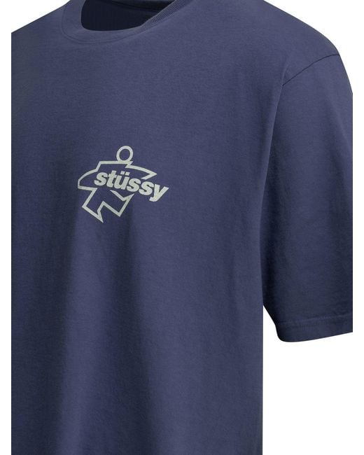 Stussy Blue Cotton T-Shirt for men