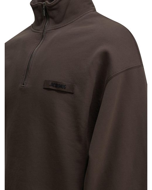 Jacquemus Gray Le Camionneur Gros Grain Half Zip Sweatshirt for men