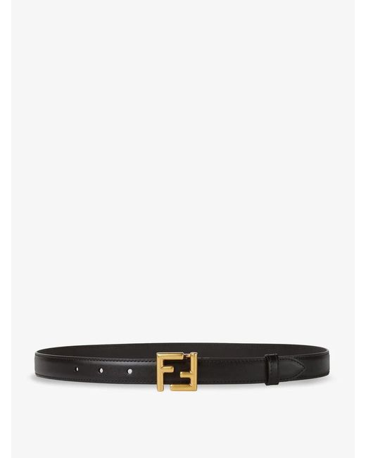 Women's White Ff Leather Belt