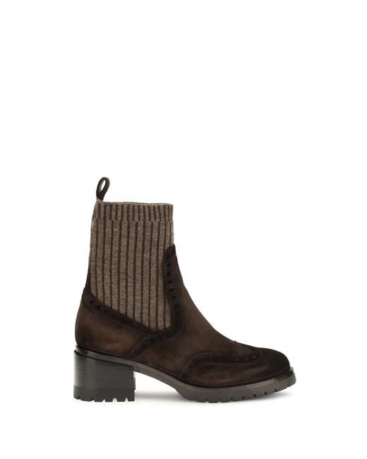 Santoni Black Suede Ferret Boots