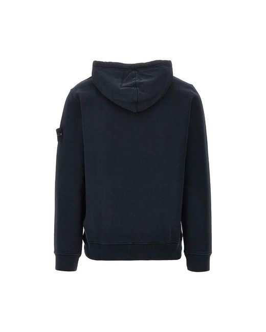Stone Island Blue Cotton Hoodie for men