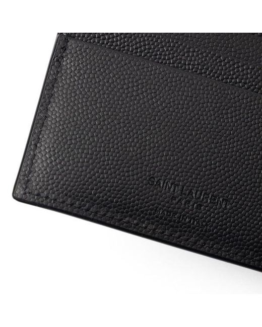 Saint Laurent Black Grain De Poudre Leather Bi-Fold Wallet for men
