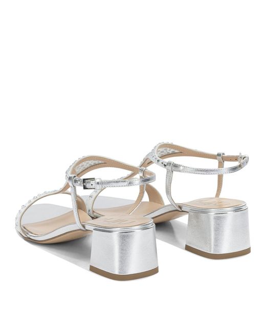 Ninalilou White Crystal Embellished Sandals