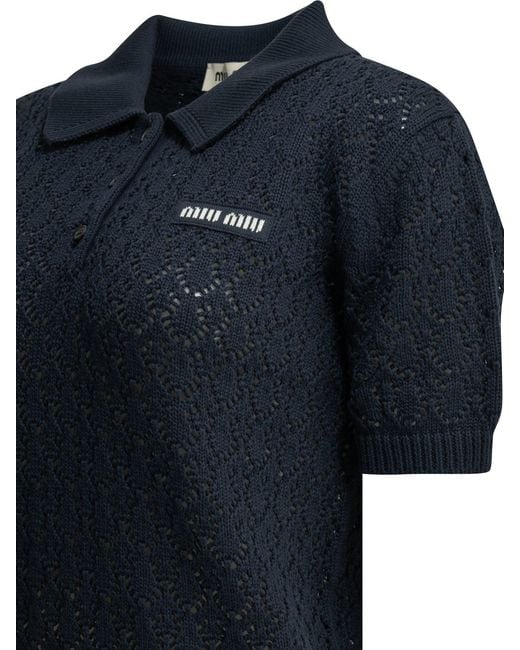 Miu Miu Black Polo Shirt With Buttons And Logo