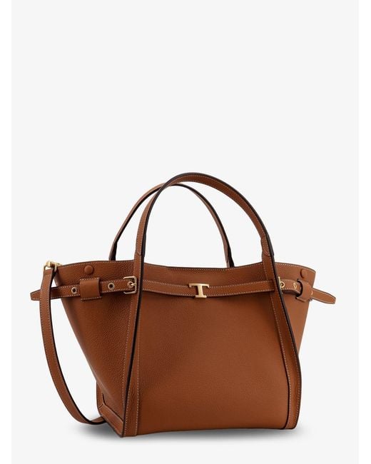 Tod's Brown Hammered Leather Shopping Bag