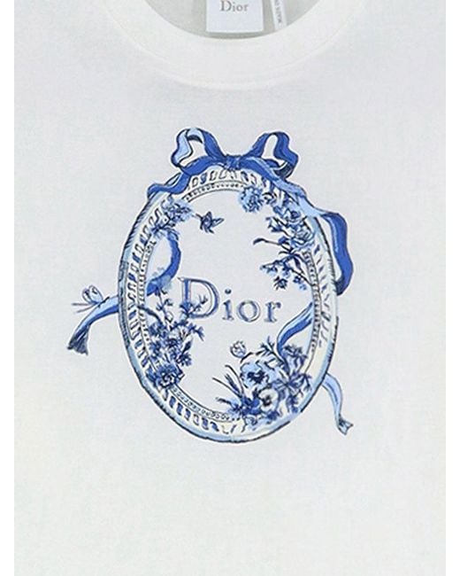 Dior White Dior Dioriviera Cotton T-Shirt With Toile De Jouy Floral Garden Print