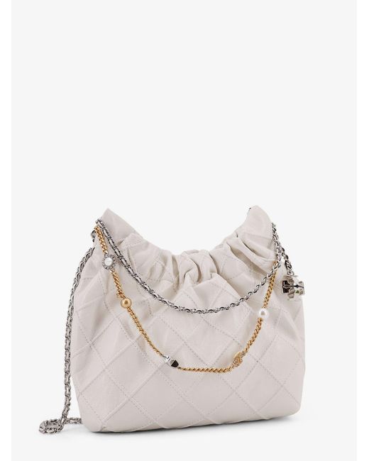 Tory Burch Natural Fleming Mini Hobo Leather Crossbody Bag