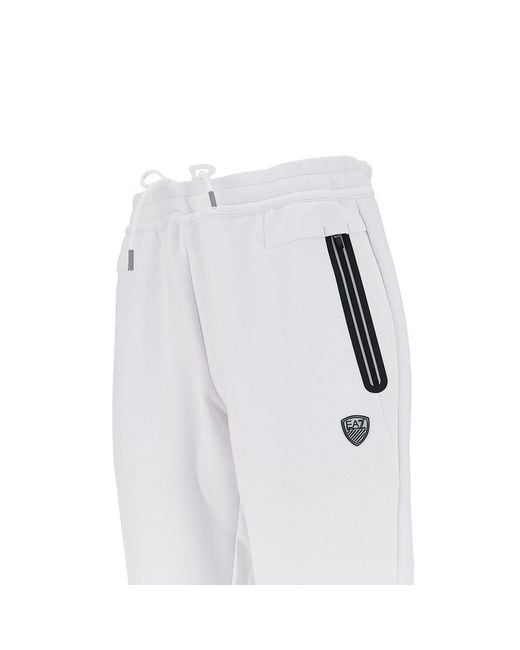 EA7 White Stretch Jersey Sweatpants for men