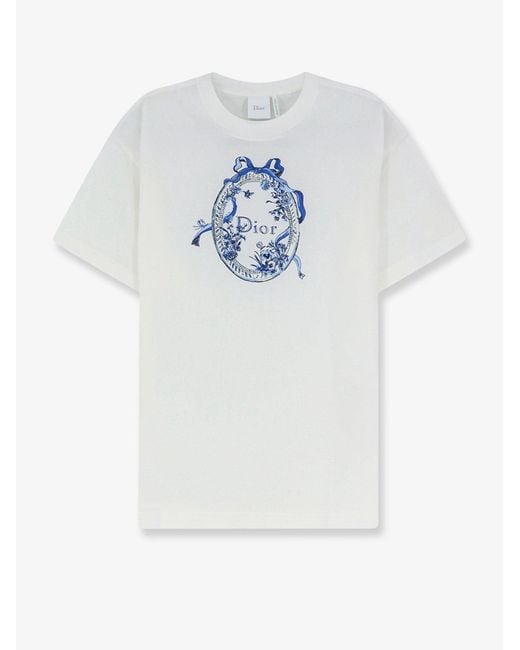 Dior White Dior Dioriviera Cotton T-Shirt With Toile De Jouy Floral Garden Print